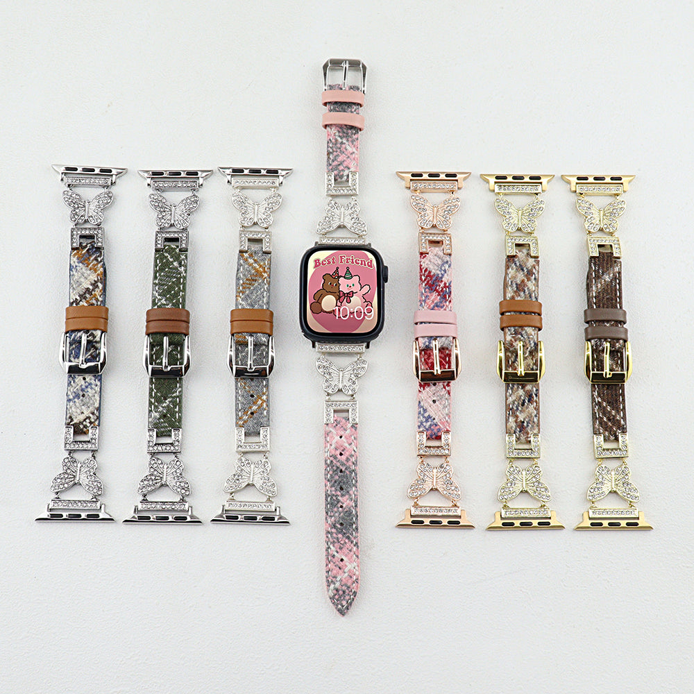 For Apple Watch Ultra 2 Ultra 49mm / 9 8 7 45mm / SE (2023) SE (2022) SE 6 5 4 44mm / 3 2 1 42mm Leather+Woolen Watch Strap - Green