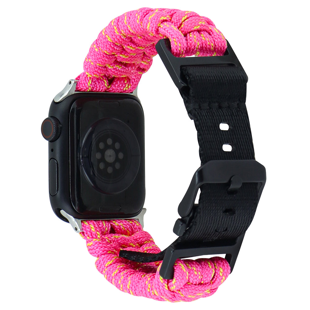 For Apple Watch Ultra 2 Ultra 49mm / Series 9 8 7 45mm / 6 5 4 SE (2022) SE (2023) SE 44mm / 3 2 1 42mm Watch Band Nylon Rope Strap - Lake Blue+Pink