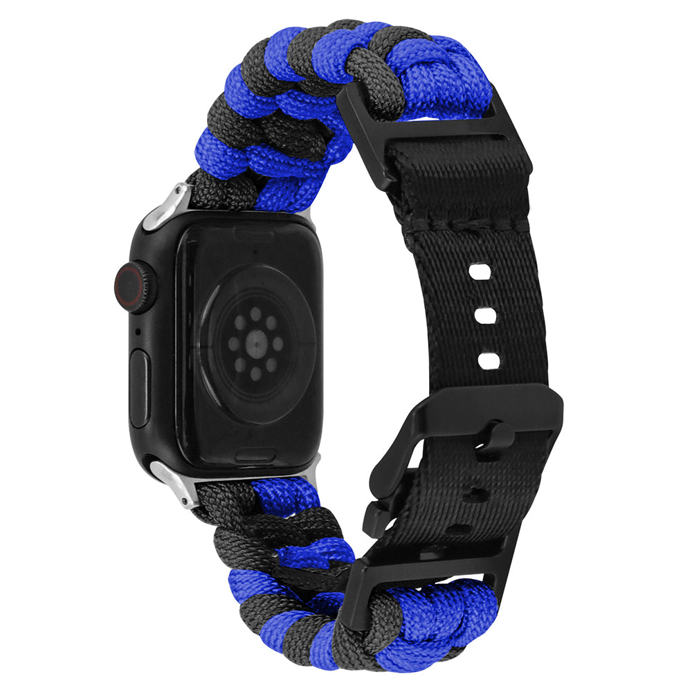 For Apple Watch Ultra 2 Ultra 49mm / Series 9 8 7 45mm / 6 5 4 SE (2022) SE (2023) SE 44mm / 3 2 1 42mm Watch Band Nylon Rope Strap - Lake Blue+Pink