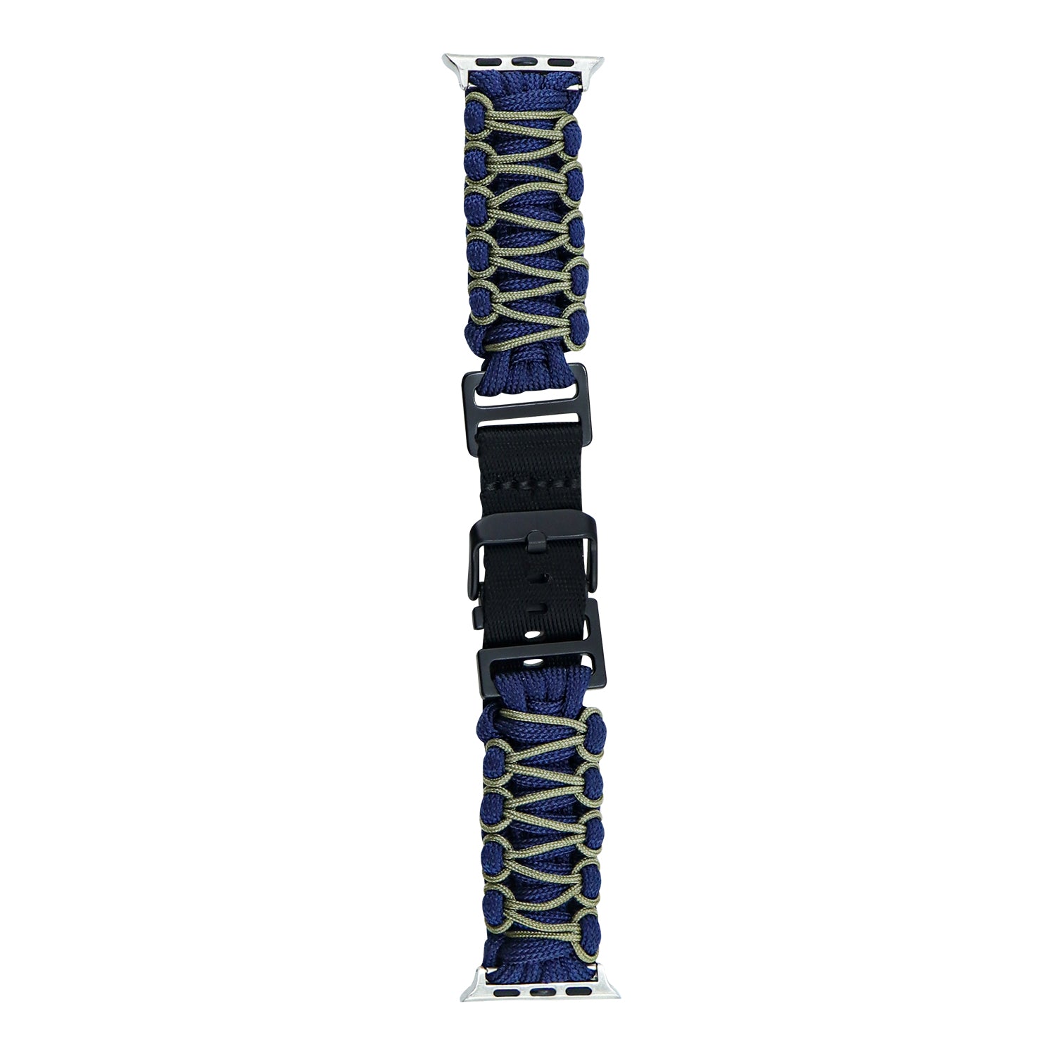 For Apple Watch Series 9 8 7 41mm / 6 5 4 SE (2023) SE (2022) SE 40mm / 3 2 1 38mm Double Layer Nylon Rope Watch Strap - Navy Blue + Army Green