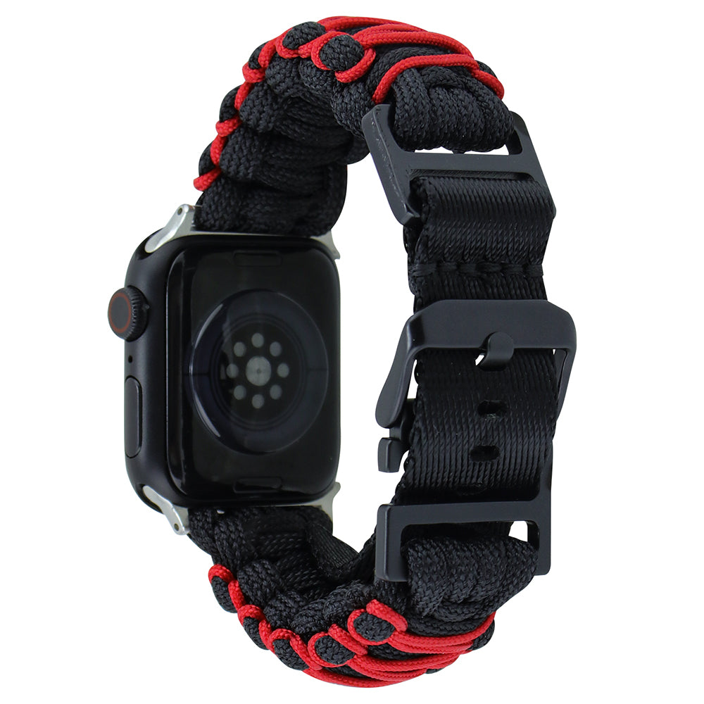 For Apple Watch Series 9 8 7 41mm / 6 5 4 SE (2023) SE (2022) SE 40mm / 3 2 1 38mm Double Layer Nylon Rope Watch Strap - Navy Blue + Army Green
