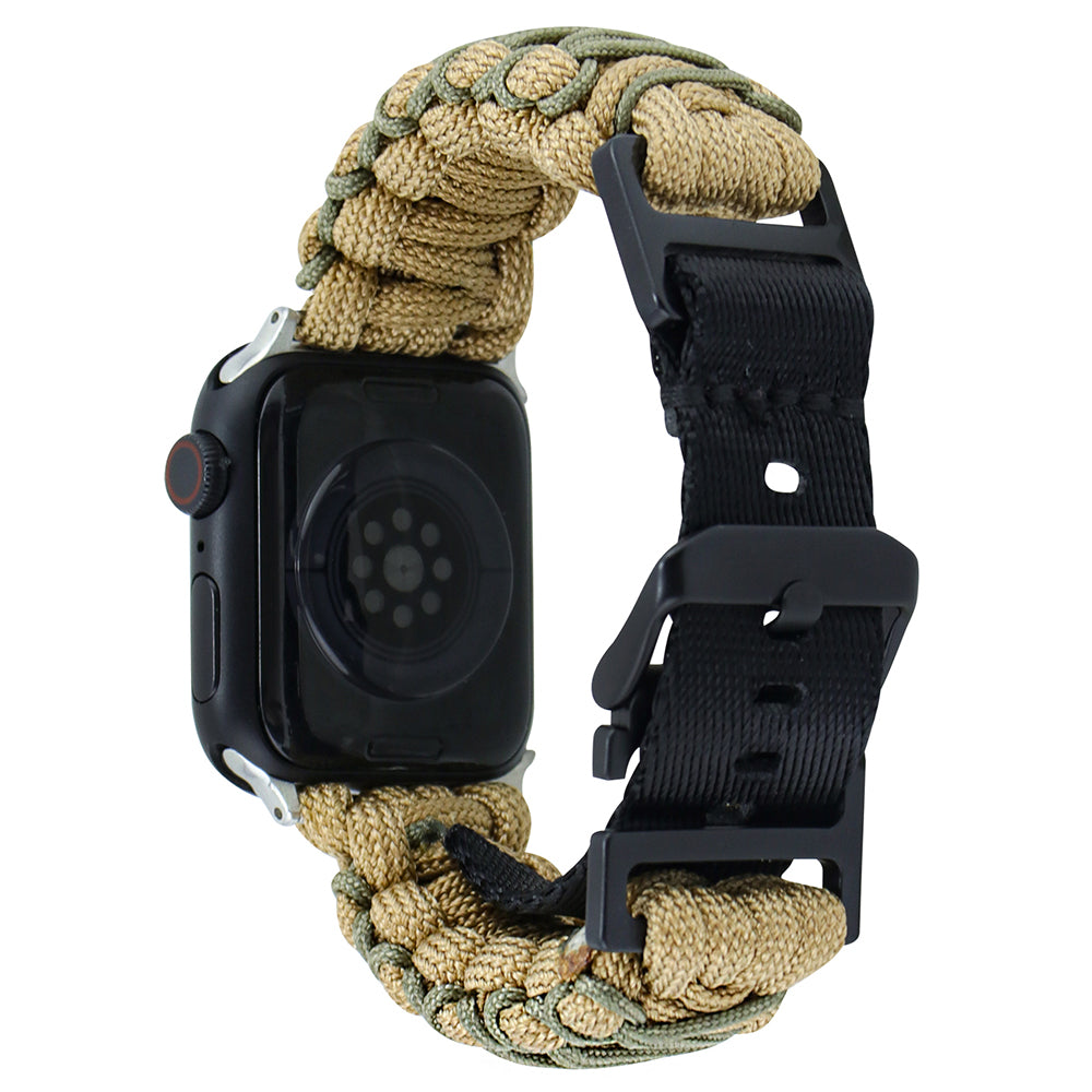 For Apple Watch Series 9 8 7 41mm / 6 5 4 SE (2023) SE (2022) SE 40mm / 3 2 1 38mm Double Layer Nylon Rope Watch Strap - Navy Blue + Army Green