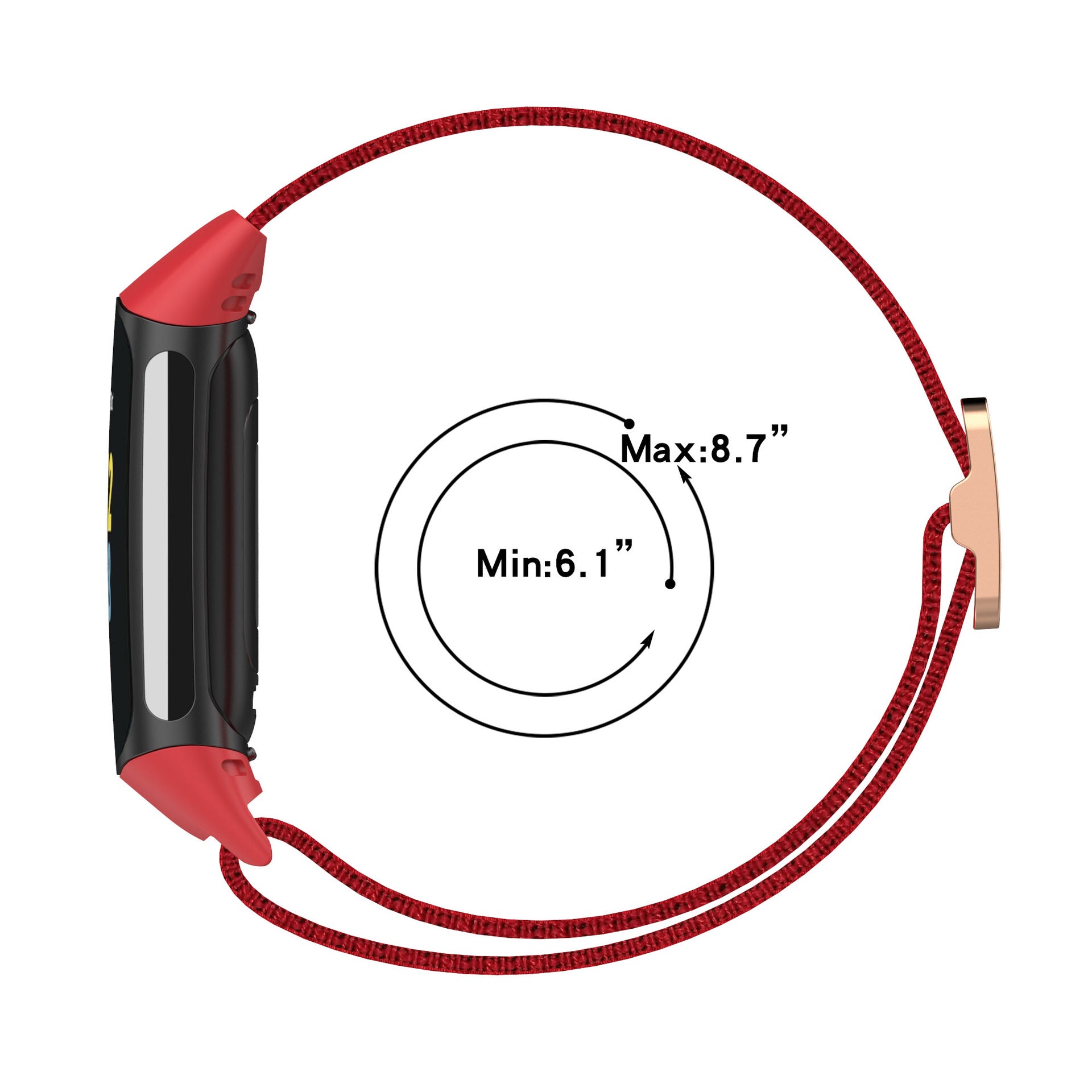 For Fitbit Charge 5 / Charge 6 Braided Nylon Wrist Band Replacement Strap - Red