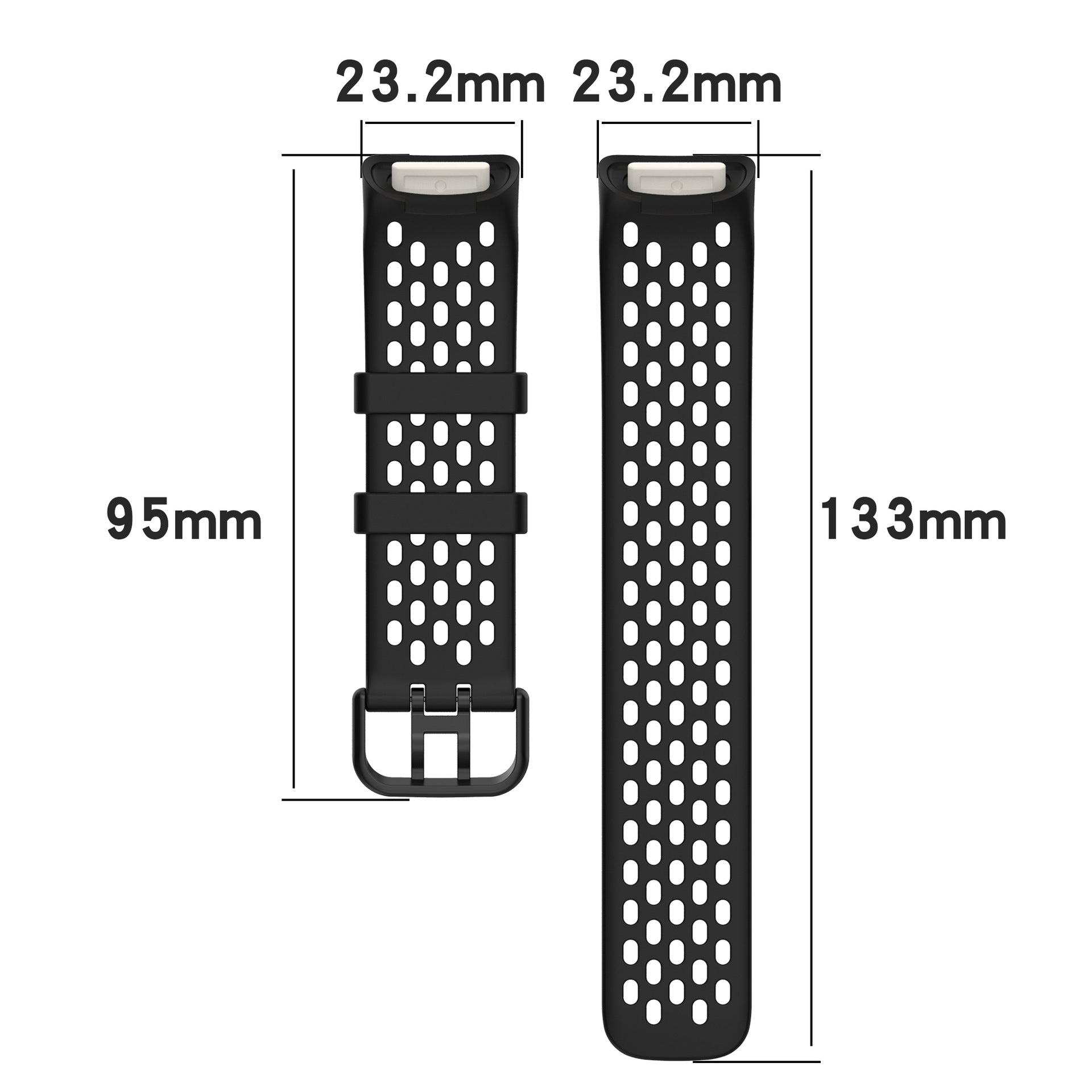For Fitbit Charge 6 / Charge 5 Replacement Wrist Band Breathable Silicone Smartwatch Strap - Black