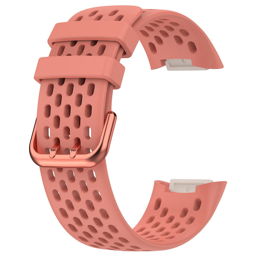 For Fitbit Charge 6 / Charge 5 Replacement Wrist Band Breathable Silicone Smartwatch Strap - Black