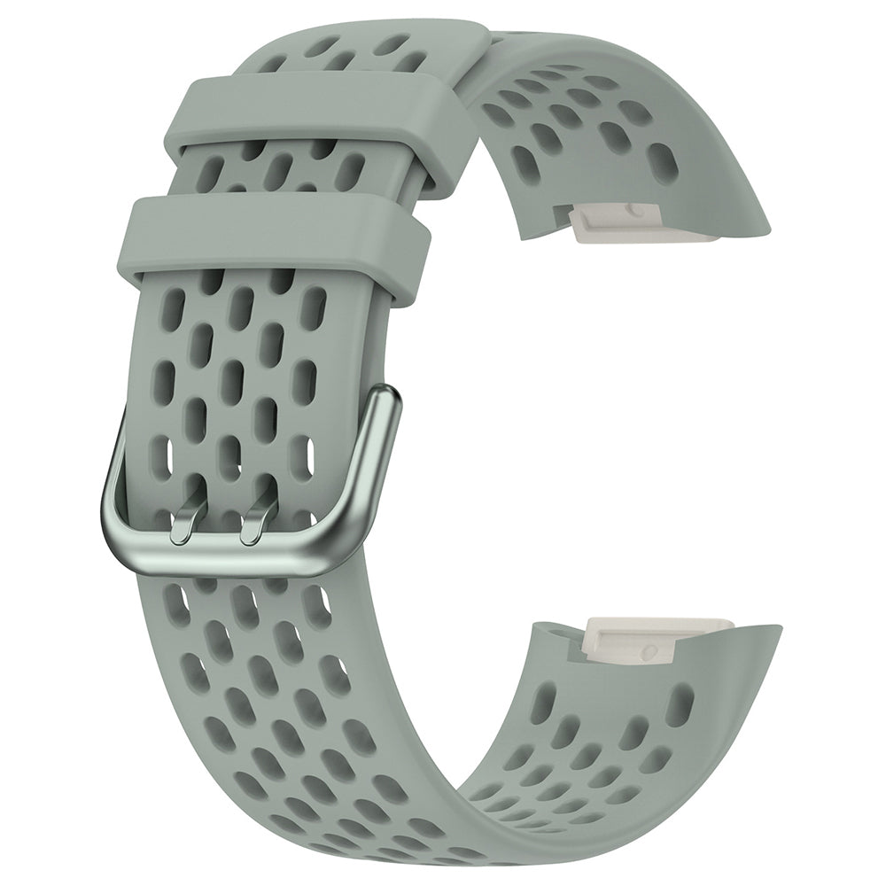 For Fitbit Charge 6 / Charge 5 Replacement Wrist Band Breathable Silicone Smartwatch Strap - Black