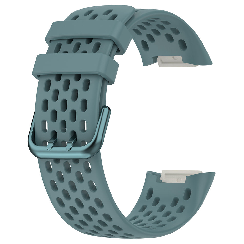 For Fitbit Charge 6 / Charge 5 Replacement Wrist Band Breathable Silicone Smartwatch Strap - Black