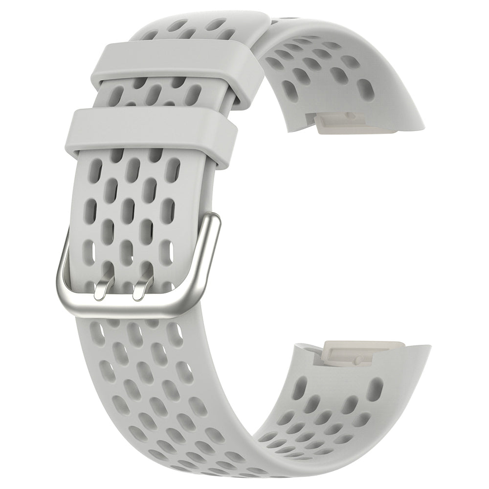 For Fitbit Charge 6 / Charge 5 Replacement Wrist Band Breathable Silicone Smartwatch Strap - Black