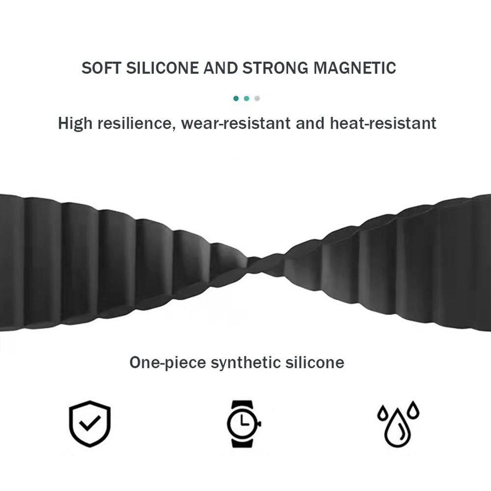 22mm Sport Loop Watch Band Magnetic Silicone Wrist Strap - Black+Orange