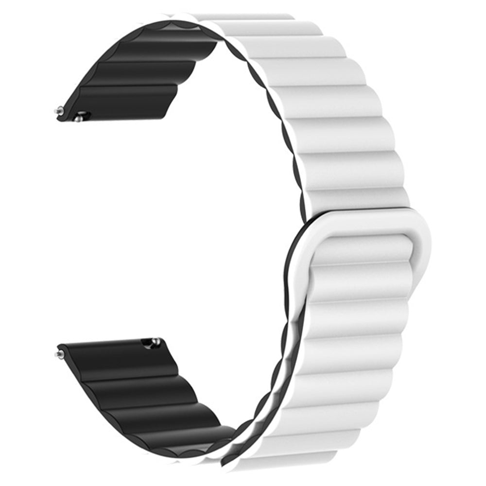22mm Sport Loop Watch Band Magnetic Silicone Wrist Strap - Black+Orange