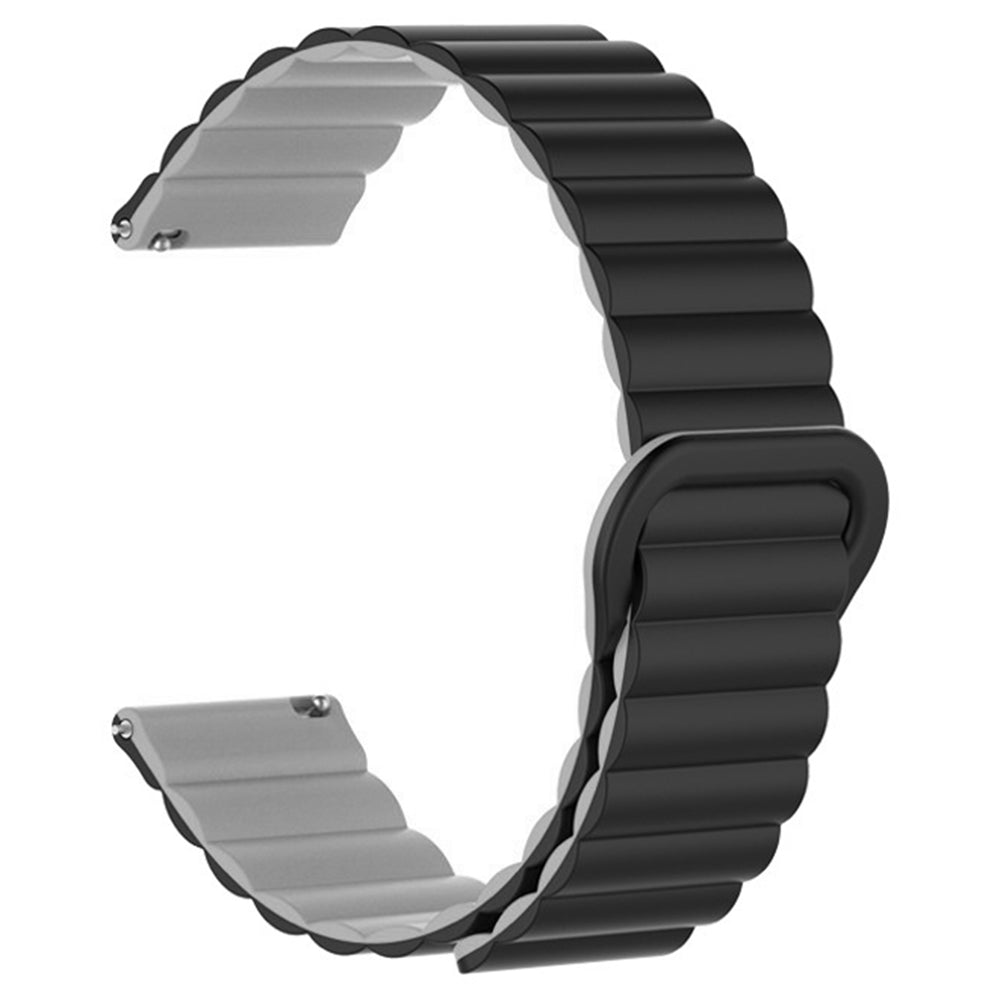 22mm Sport Loop Watch Band Magnetic Silicone Wrist Strap - Black+Orange
