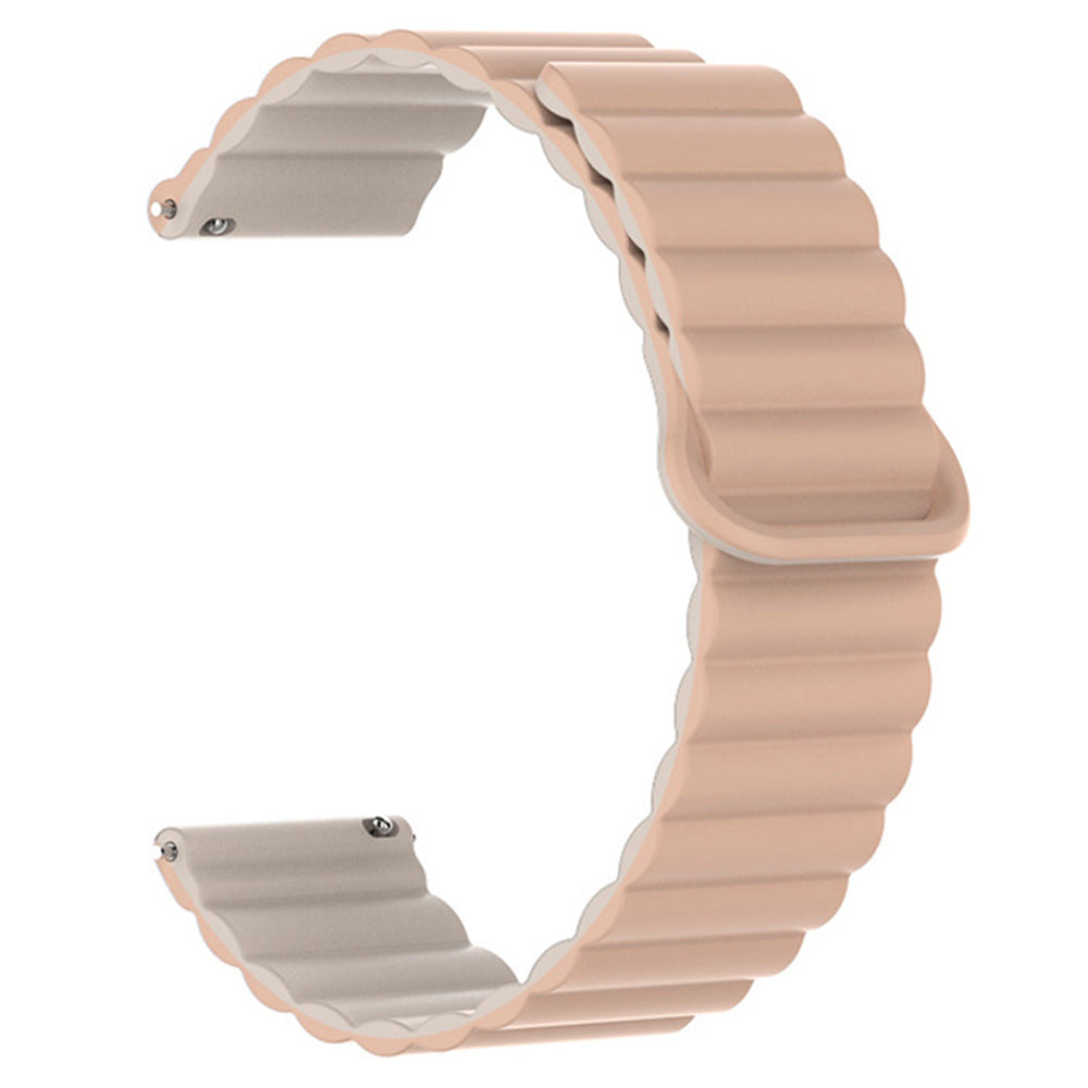 22mm Sport Loop Watch Band Magnetic Silicone Wrist Strap - Black+Orange