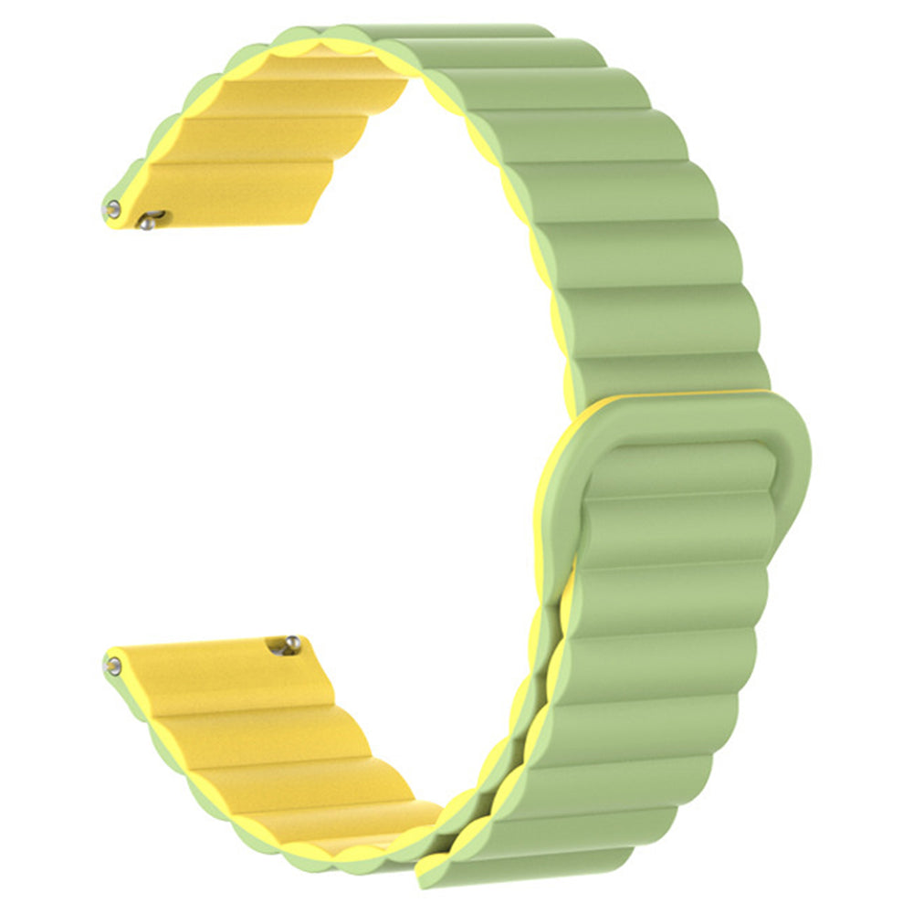22mm Sport Loop Watch Band Magnetic Silicone Wrist Strap - Black+Orange