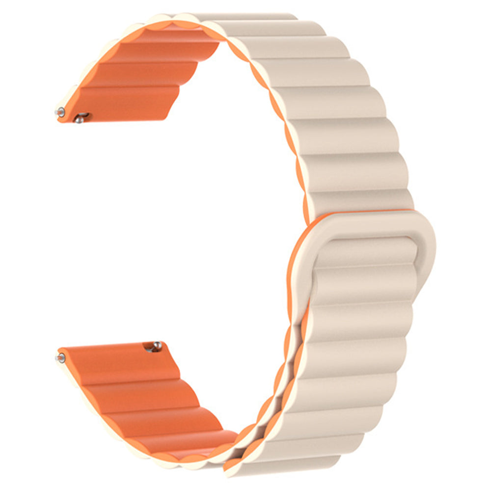 22mm Sport Loop Watch Band Magnetic Silicone Wrist Strap - Black+Orange