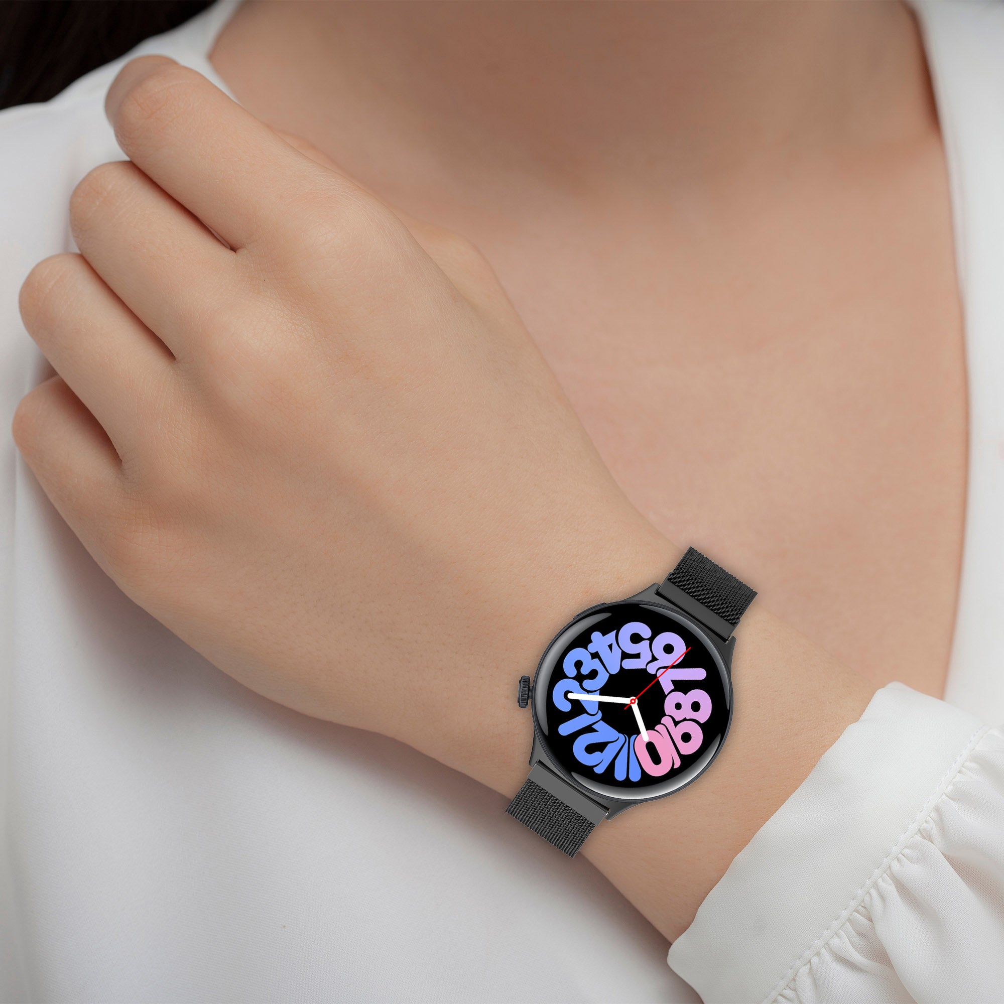 For vivo Watch 3 Magnetic Stainless Steel Milanese Watch Strap Adjustable Wrist Band - Black