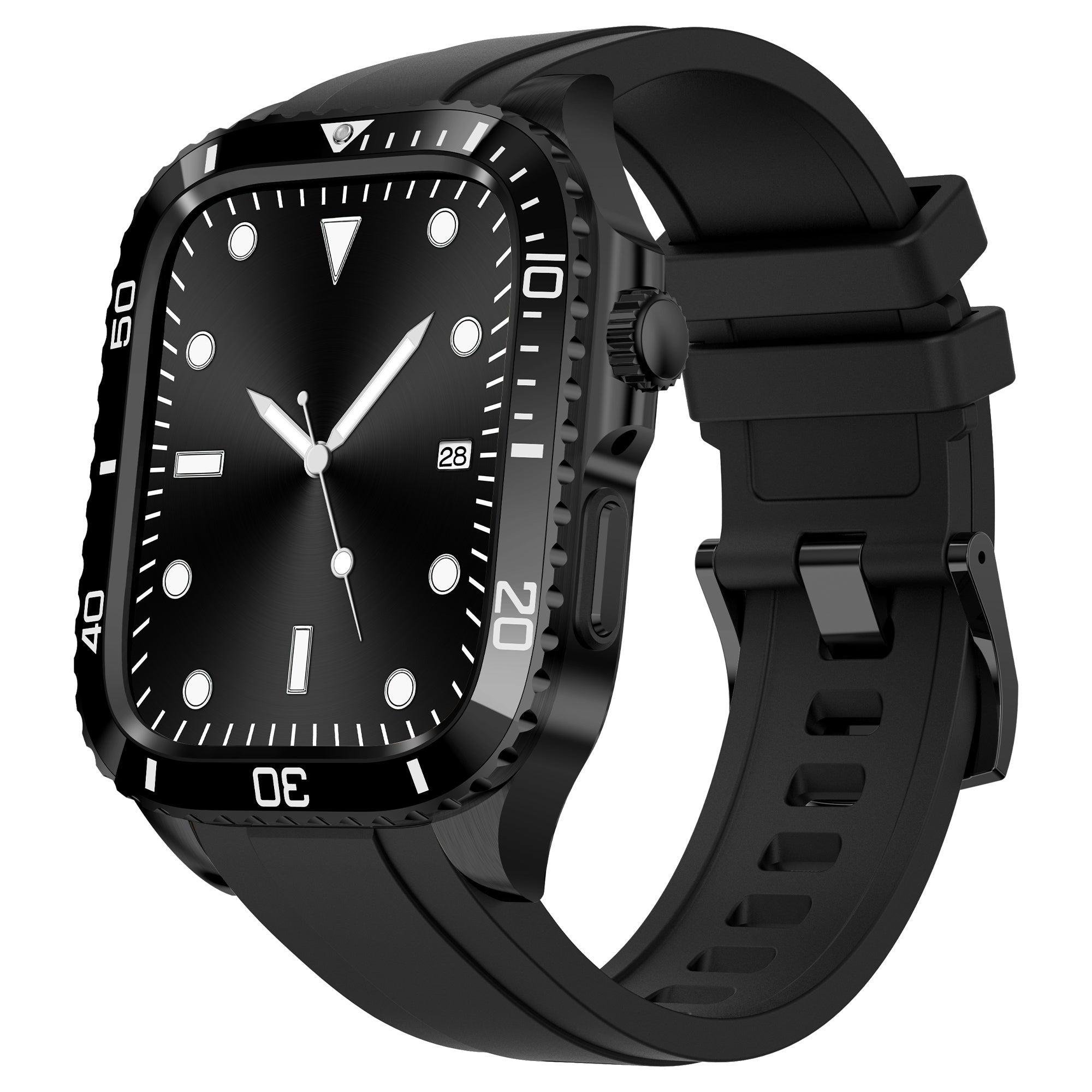 For Apple Watch SE (2023) / SE (2022) / SE / Series 6 5 4 44mm TPU Strap with Stainless Steel Watch Case - Black