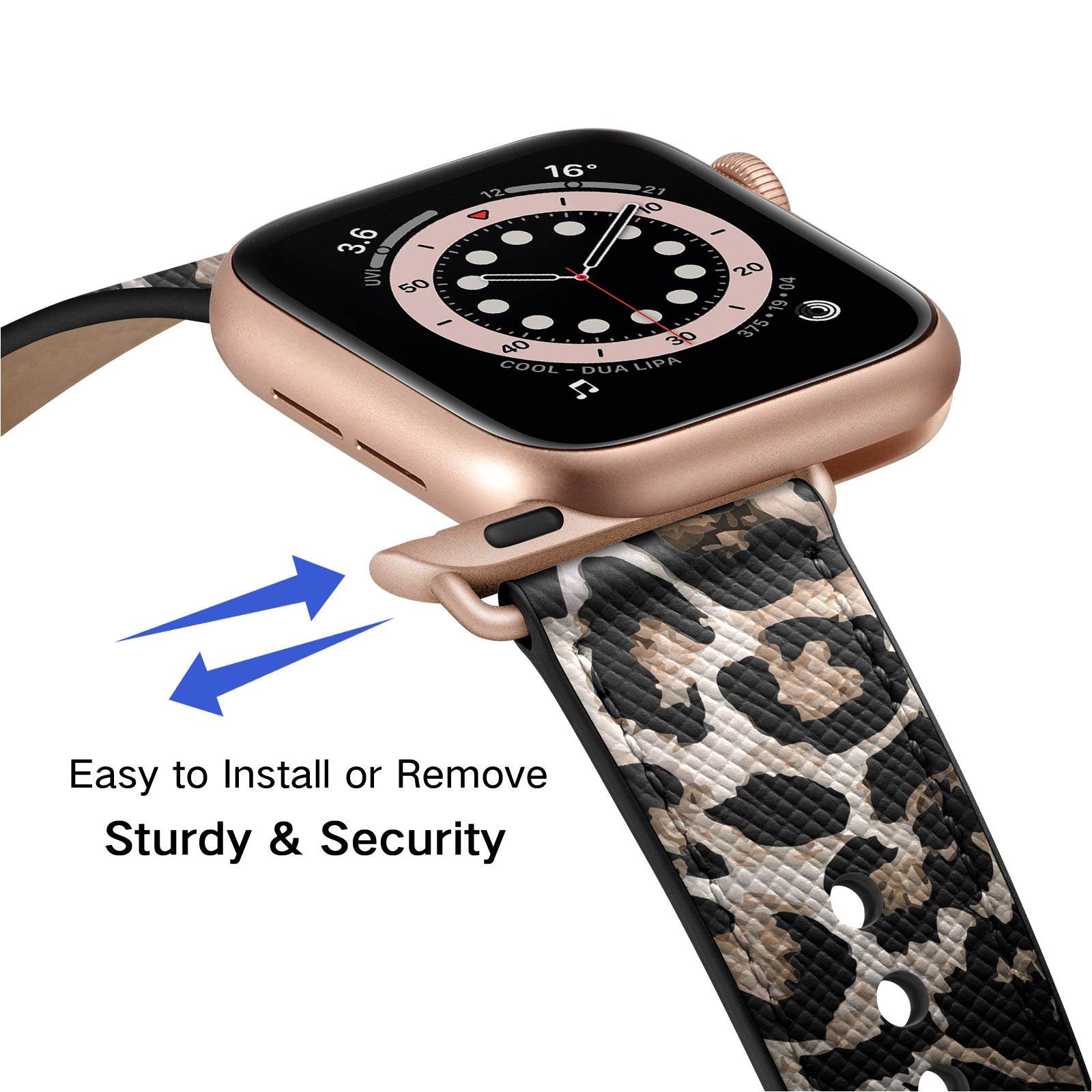 For Apple Watch Ultra 2 Ultra 49mm  /  9 8 7 45mm  /  SE (2023) SE (2022) SE 6 5 4 44mm  /  3 2 1 42mm Watch Band Strap - Leopard