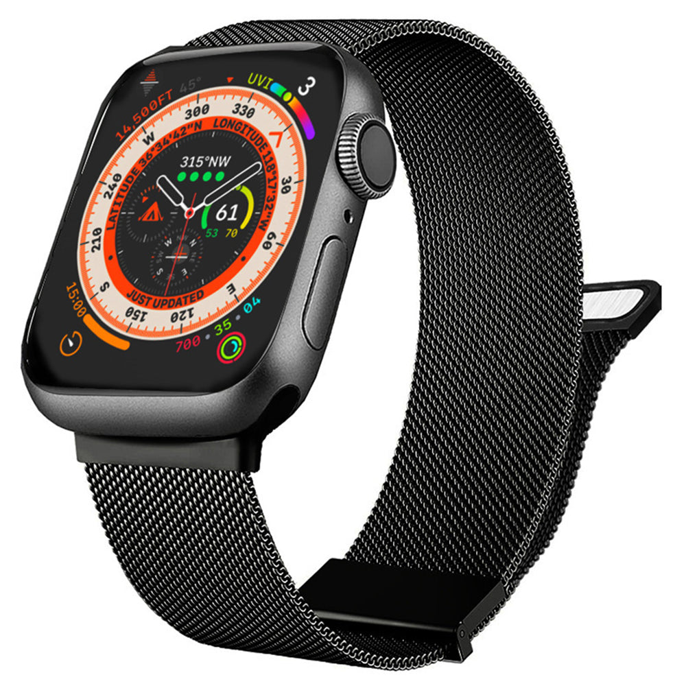 For Apple Watch Ultra 2 Ultra 49mm  /  Series 9 8 7 45mm  /  6 5 4 SE (2023) SE (2022) SE 44mm  /  3 2 1 42mm Magnetic Wrist Strap - Black