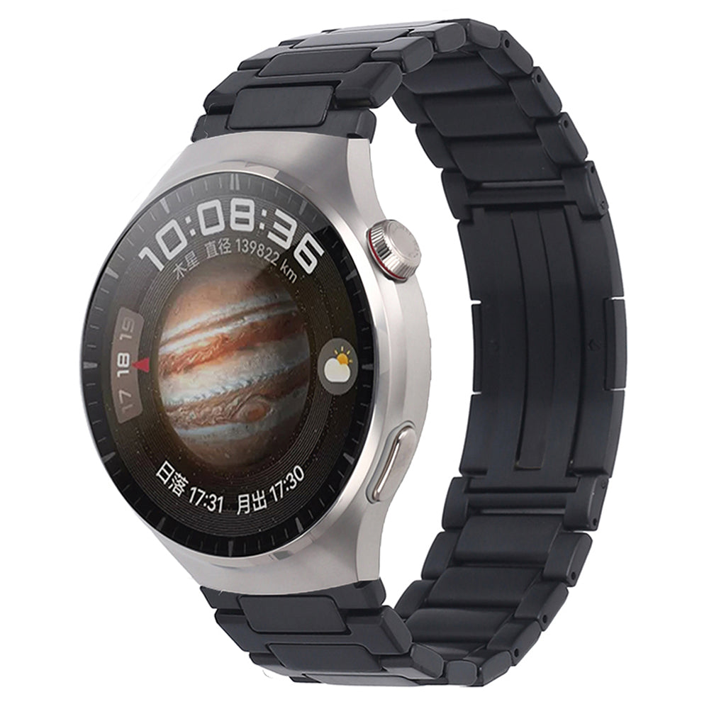 For Huawei Watch GT 4 46mm / Watch 4 / Watch 4 Pro 22mm Stainless Steel Band Folding Buckle Watch Strap - Black