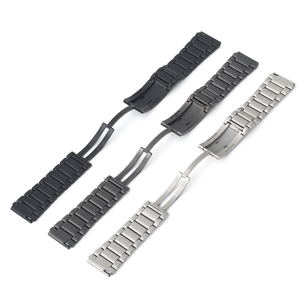 For Huawei Watch GT 4 46mm / Watch 4 / Watch 4 Pro 22mm Stainless Steel Band Folding Buckle Watch Strap - Black