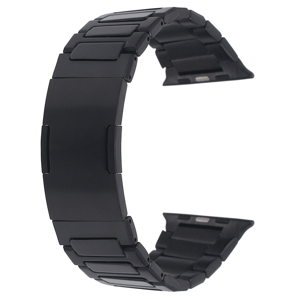 For Apple Watch Series 9 8 7 41mm / 6 5 4 SE (2022) SE (2023) SE 40mm / 3 2 1 38mm Stainless Steel Band Folding Buckle - Black