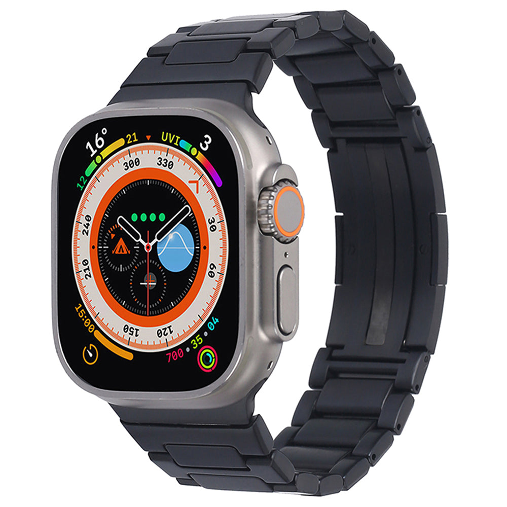 For Apple Watch Series 9 8 7 41mm / 6 5 4 SE (2022) SE (2023) SE 40mm / 3 2 1 38mm Stainless Steel Band Folding Buckle - Black