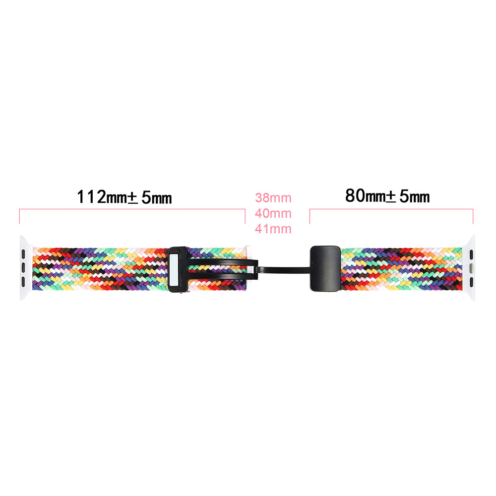 For Apple Watch Series 9 8 7 41mm / 6 5 4 SE (2023) SE (2022) SE 40mm / 3 2 1 38mm Nylon Watch Band Magnetic Strap - Black