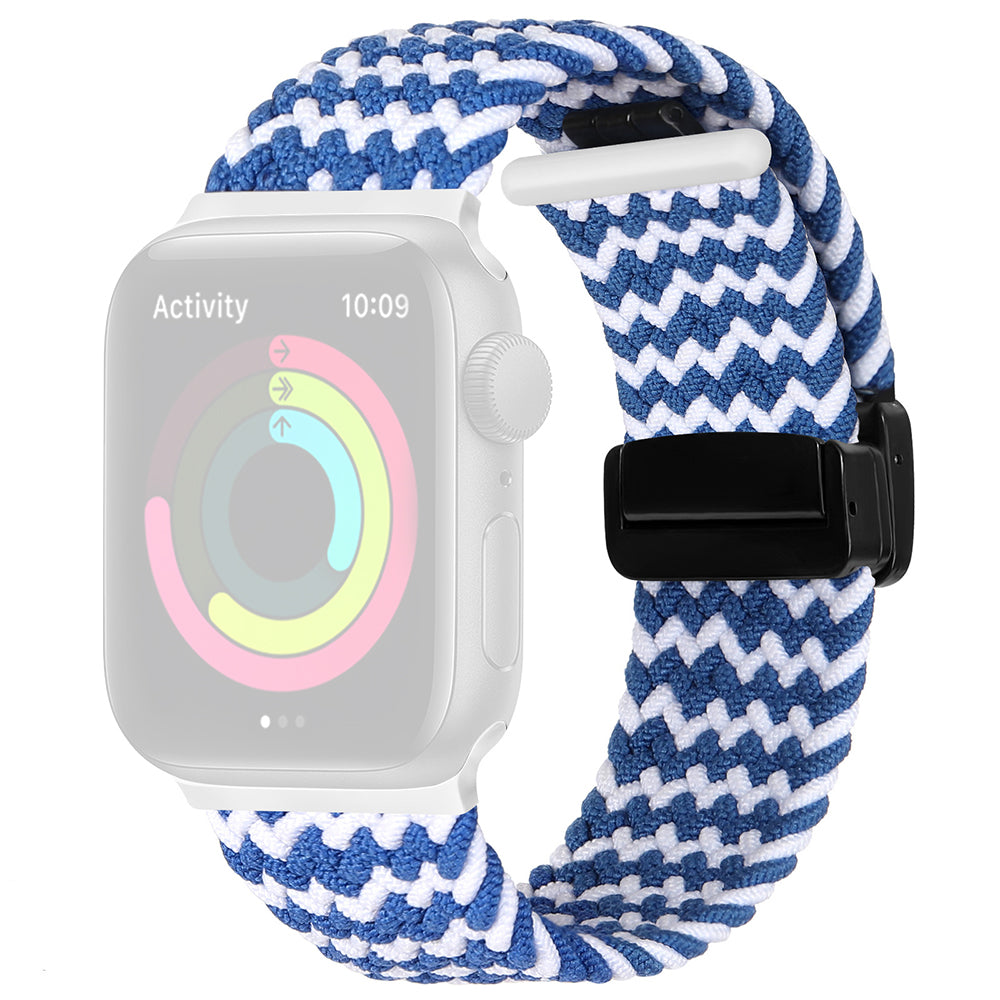 For Apple Watch Series 9 8 7 41mm / 6 5 4 SE (2023) SE (2022) SE 40mm / 3 2 1 38mm Nylon Watch Band Magnetic Strap - Black