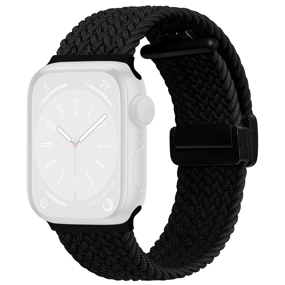 For Apple Watch Ultra 2 Ultra 49mm / Series 9 8 7 45mm / 6 5 4 SE (2022) SE (2023) SE 44mm / 3 2 1 42mm Watch Strap Nylon Wristband - Black