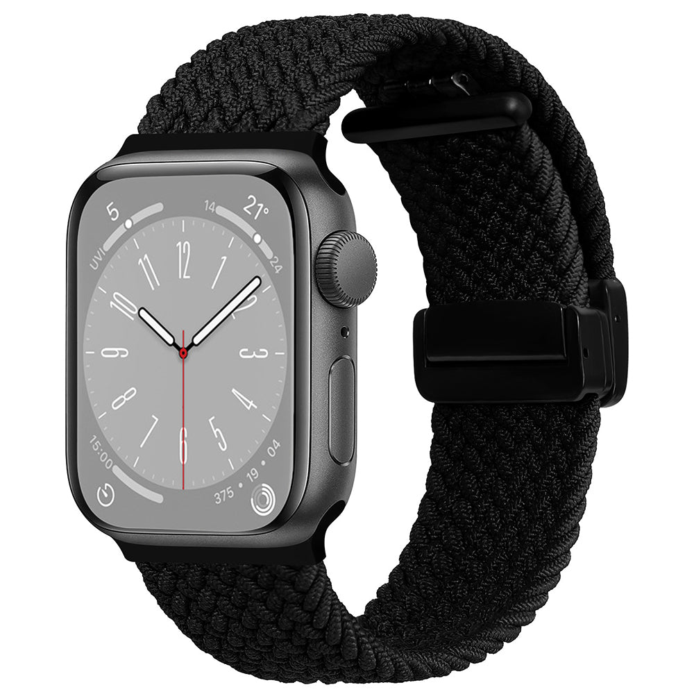 For Apple Watch Ultra 2 Ultra 49mm / Series 9 8 7 45mm / 6 5 4 SE (2022) SE (2023) SE 44mm / 3 2 1 42mm Watch Strap Nylon Wristband - Black