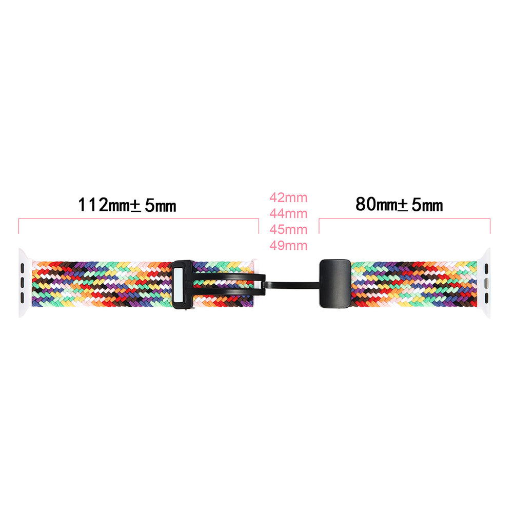 For Apple Watch Ultra 2 Ultra 49mm / Series 9 8 7 45mm / 6 5 4 SE (2022) SE (2023) SE 44mm / 3 2 1 42mm Watch Strap Nylon Wristband - Black