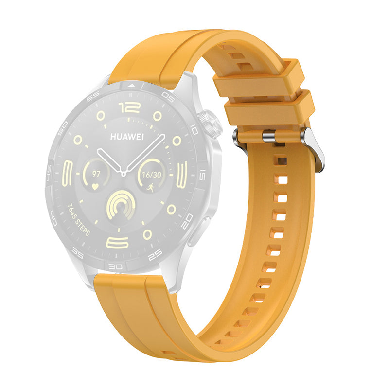 For Huawei Watch GT 4 41mm / Garmin Venu 3S 18mm Watch Strap Silicone Band Replacement - Dark Yellow