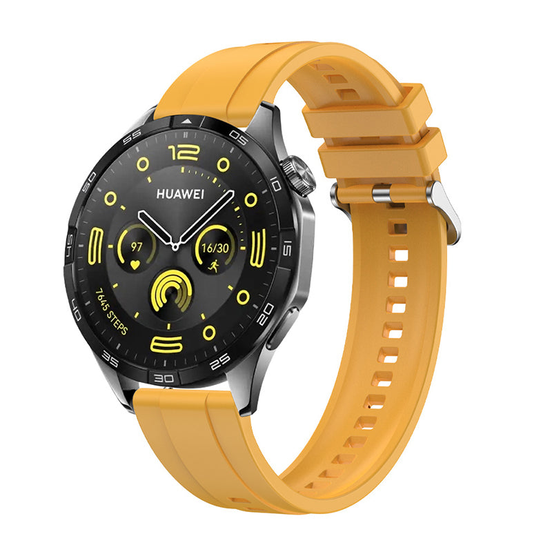 For Huawei Watch GT 4 41mm / Garmin Venu 3S 18mm Watch Strap Silicone Band Replacement - Dark Yellow