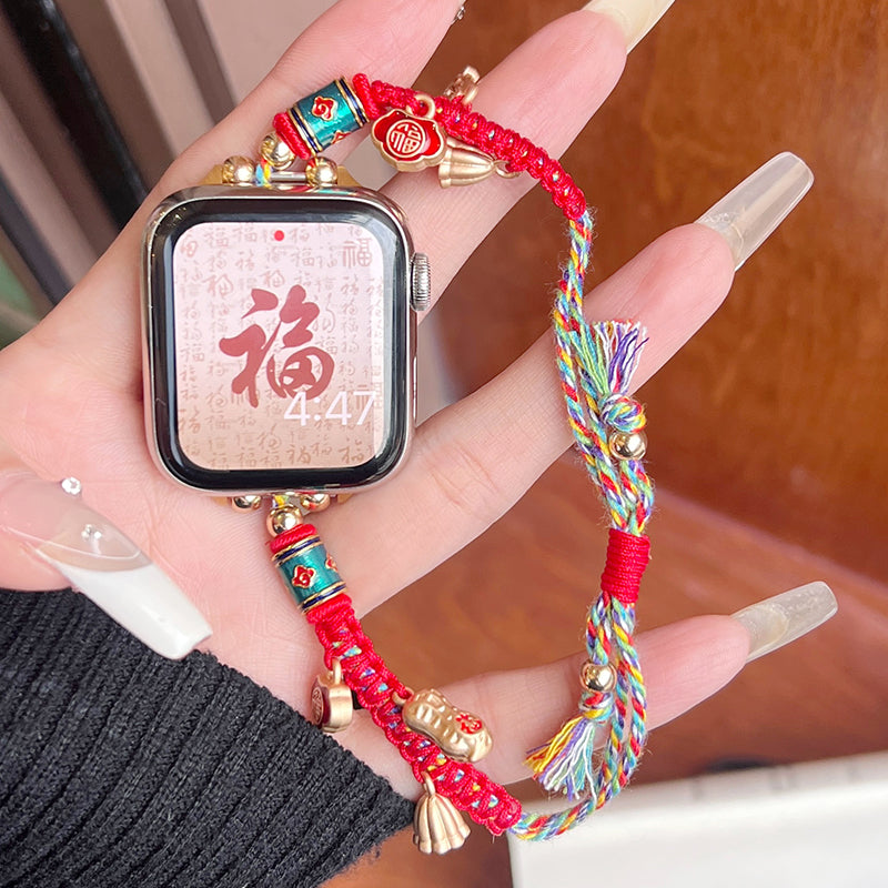 For Apple Watch Series 9 8 7 41mm / 6 5 4 SE (2023) SE (2022) SE 40mm / 3 2 1 38mm Drawstring Watch Bracelet Band - Blue Single Rope