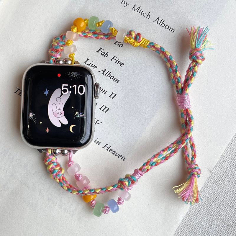 For Apple Watch Ultra 2 Ultra 49mm / Series 9 8 7 45mm / 6 5 4 SE (2023) SE (2022) SE 44mm / 3 2 1 42mm Strap Knitted Wristband - Blue Double Rope