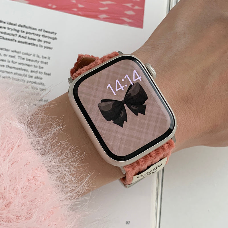 For Apple Watch Ultra 2 Ultra 49mm / Series 9 8 7 45mm / SE (2023) SE (2022) SE 6 5 4 44mm / 3 2 1 42mm Corduroy Watch Band - Watermelon Red