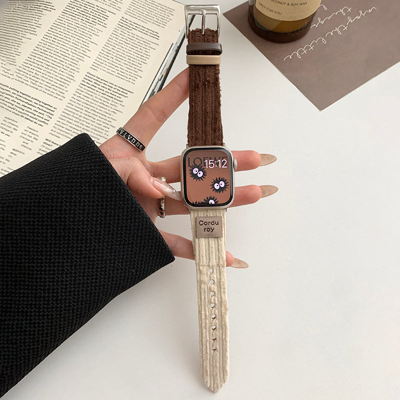 For Apple Watch Ultra 2 Ultra 49mm / Series 9 8 7 45mm / SE (2023) SE (2022) SE 6 5 4 44mm / 3 2 1 42mm Corduroy Watch Band - Watermelon Red