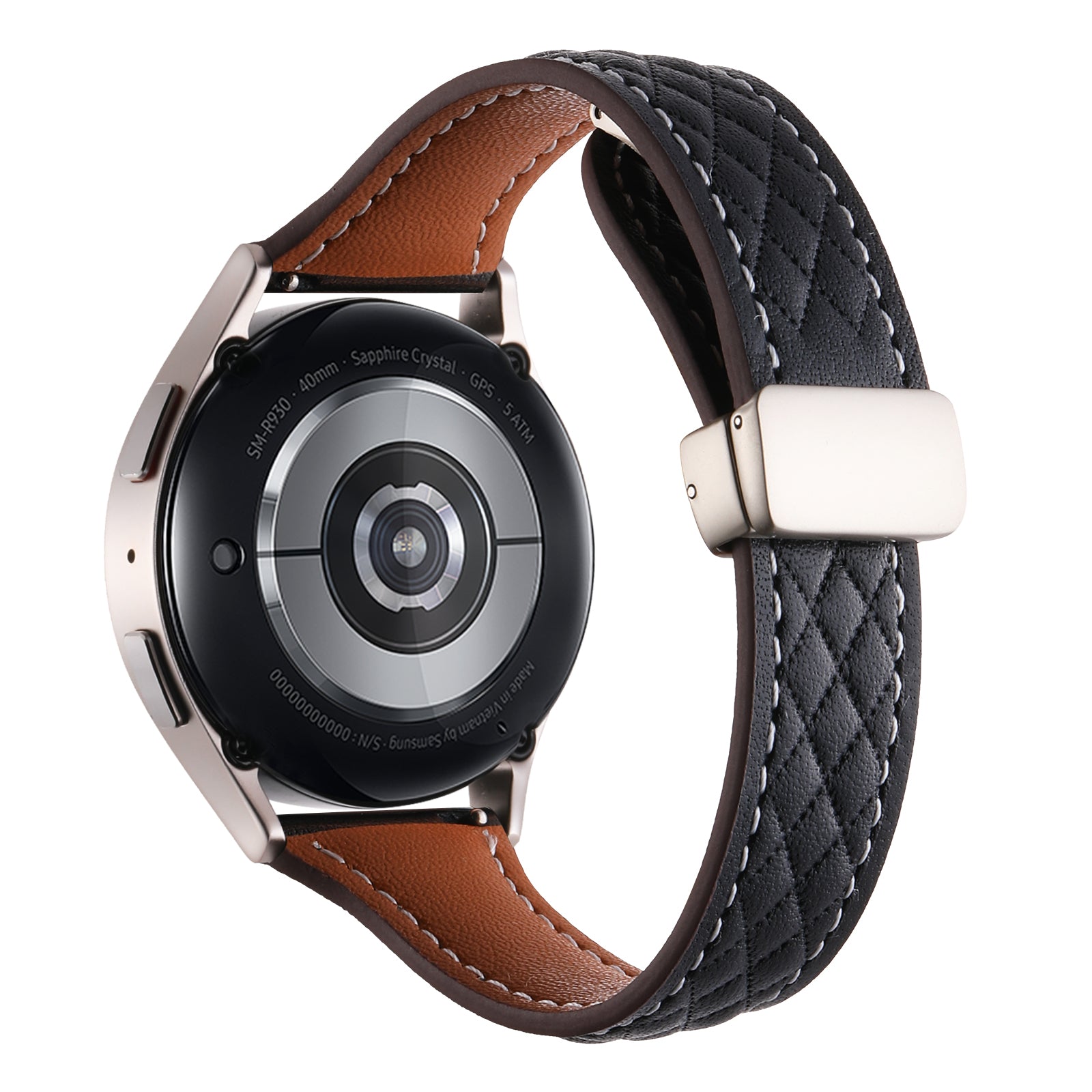 For Samsung Galaxy Watch6 Classic / Watch6 Watch Strap 20mm Folding Buckle Genuine Cow Leather Band - Starlight