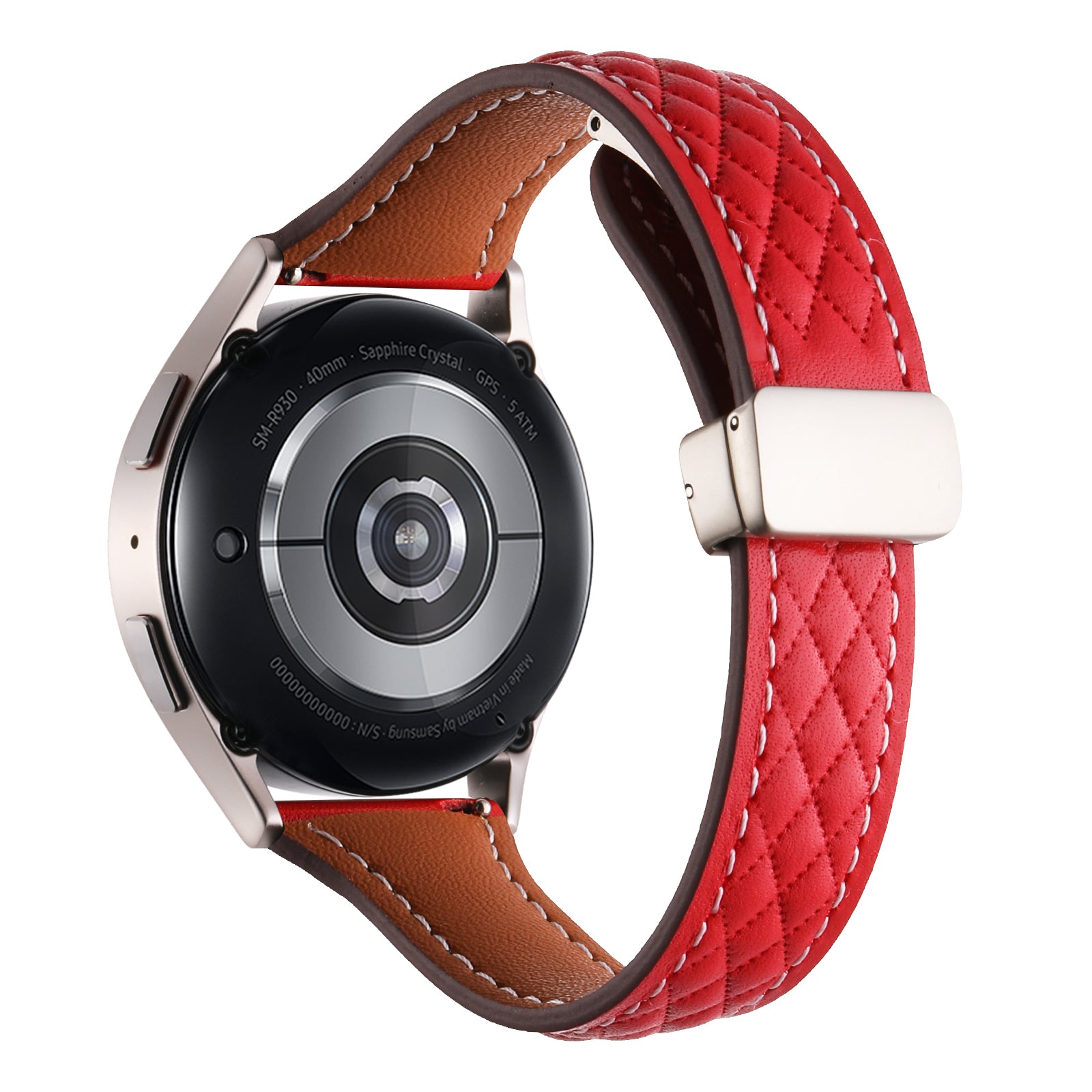 For Samsung Galaxy Watch6 Classic / Watch6 Watch Strap 20mm Folding Buckle Genuine Cow Leather Band - Starlight