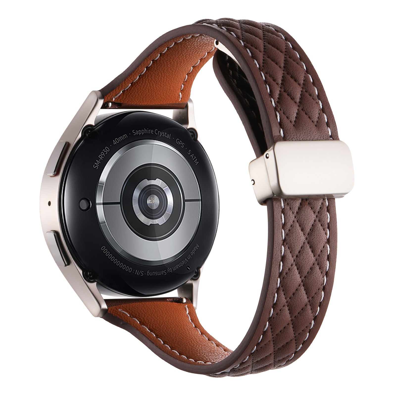 For Samsung Galaxy Watch6 Classic / Watch6 Watch Strap 20mm Folding Buckle Genuine Cow Leather Band - Starlight