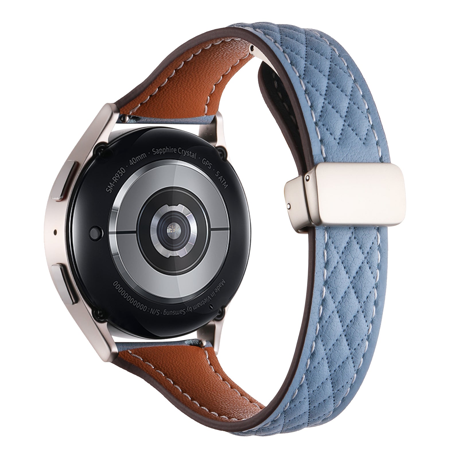 For Samsung Galaxy Watch3 45mm / Huawei Watch GT 4 46mm Watch Band 22mm Genuine Cow Leather Strap - Blue