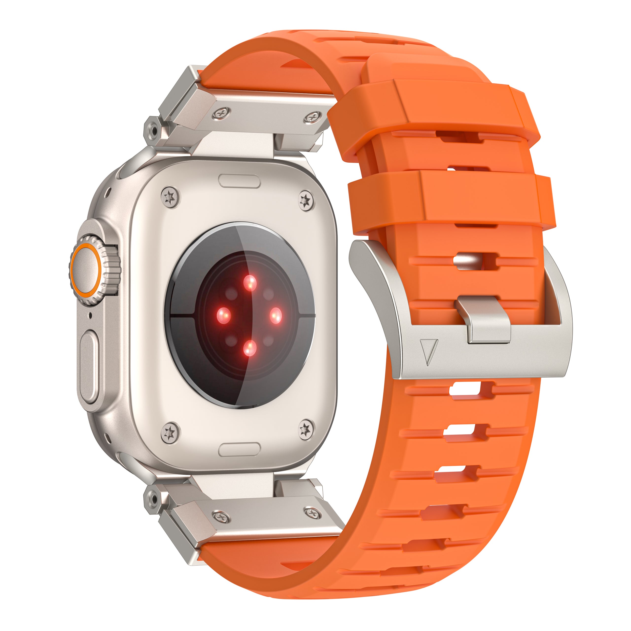 Fluorine Rubber Strap for Apple Watch Ultra 2 Ultra 49mm / 9 8 7 45mm / 6 5 4 SE (2022) SE (2023) SE 44mm / 3 2 1 42mm Wrist Band - Orange