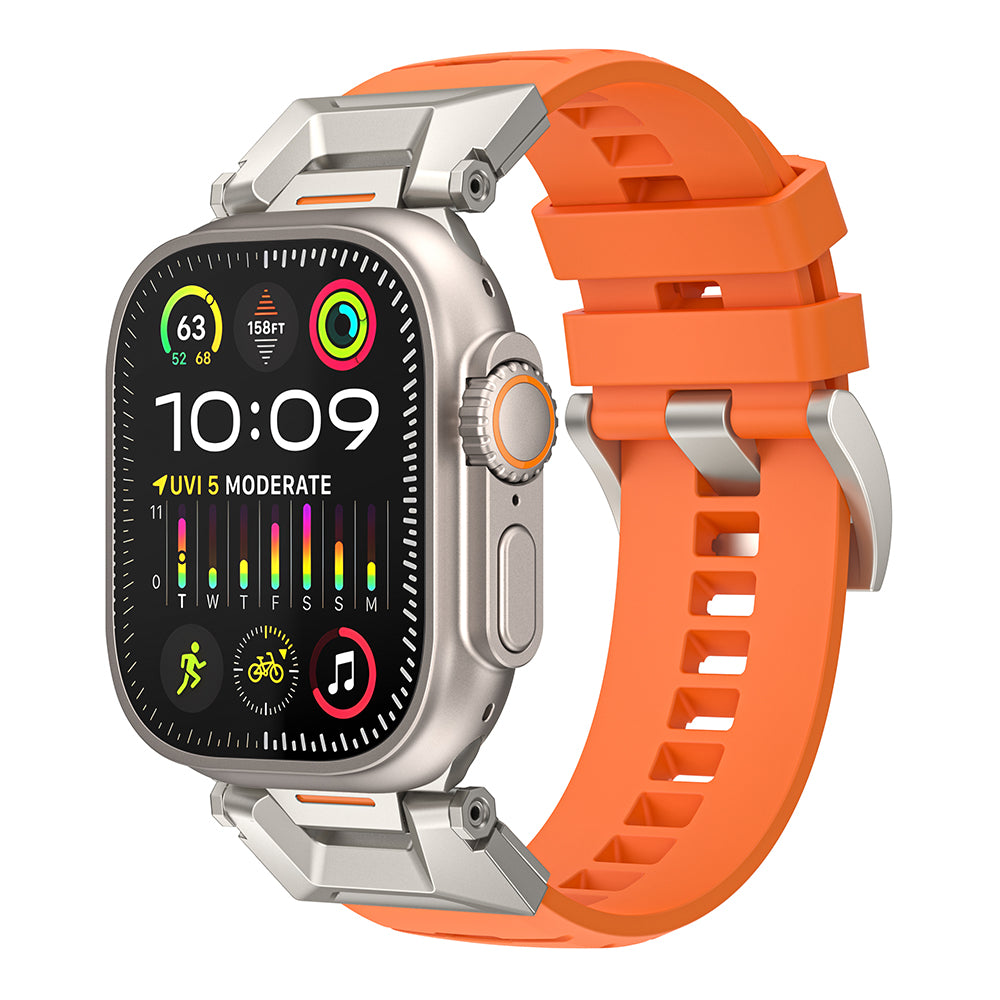 Fluorine Rubber Strap for Apple Watch Ultra 2 Ultra 49mm / 9 8 7 45mm / 6 5 4 SE (2022) SE (2023) SE 44mm / 3 2 1 42mm Wrist Band - Orange
