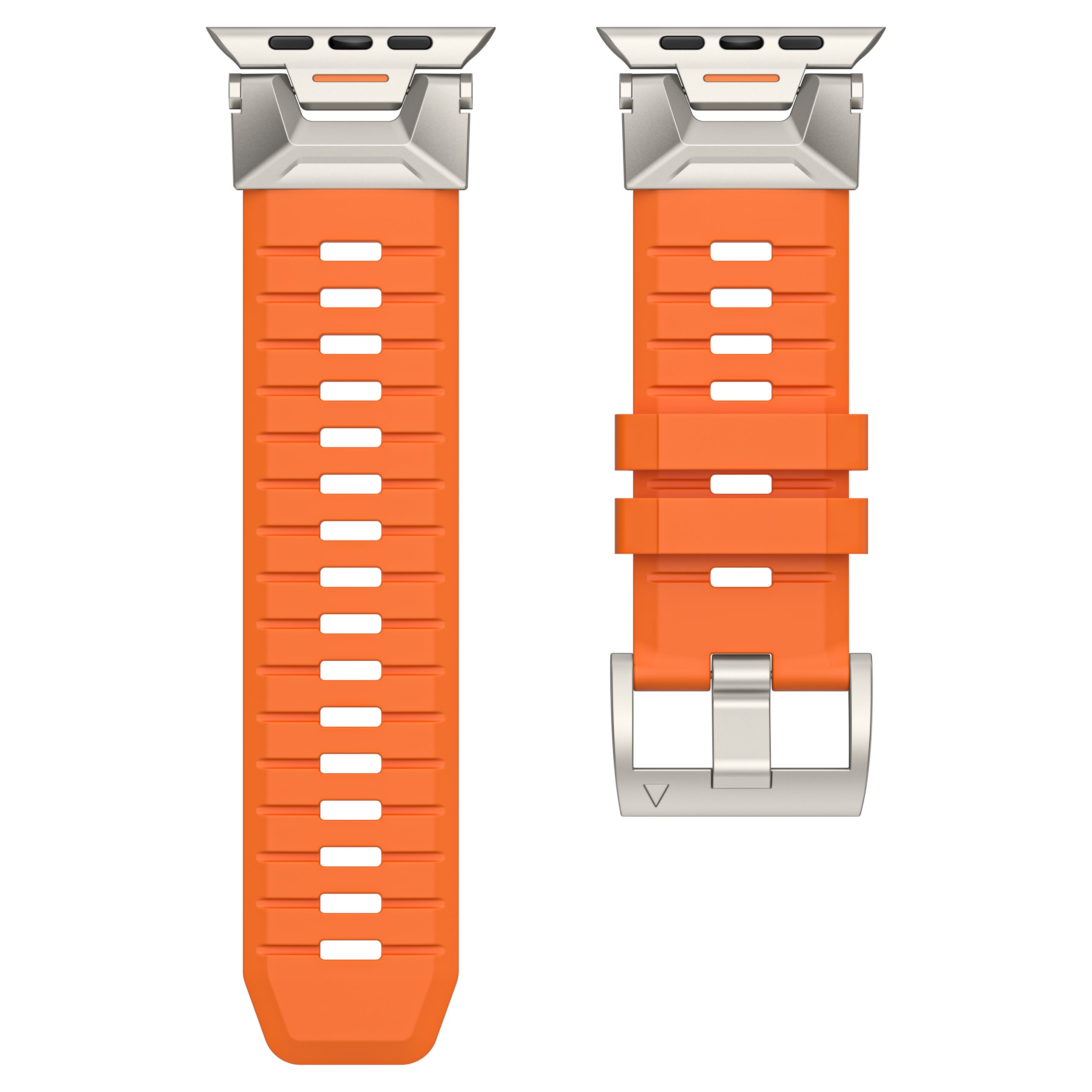Fluorine Rubber Strap for Apple Watch Ultra 2 Ultra 49mm / 9 8 7 45mm / 6 5 4 SE (2022) SE (2023) SE 44mm / 3 2 1 42mm Wrist Band - Orange