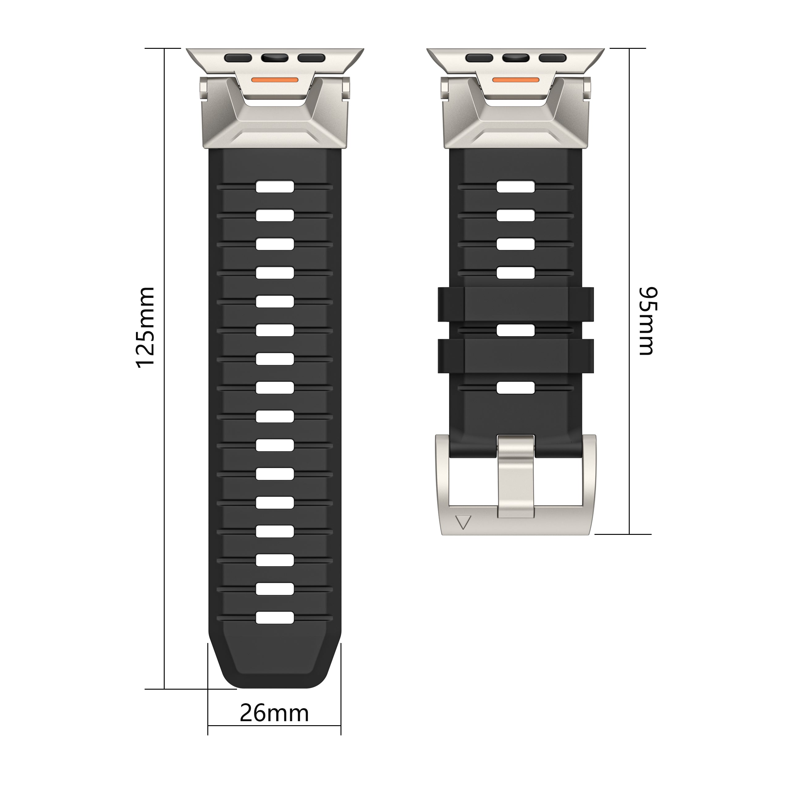 Fluorine Rubber Strap for Apple Watch Ultra 2 Ultra 49mm / 9 8 7 45mm / 6 5 4 SE (2022) SE (2023) SE 44mm / 3 2 1 42mm Wrist Band - Orange
