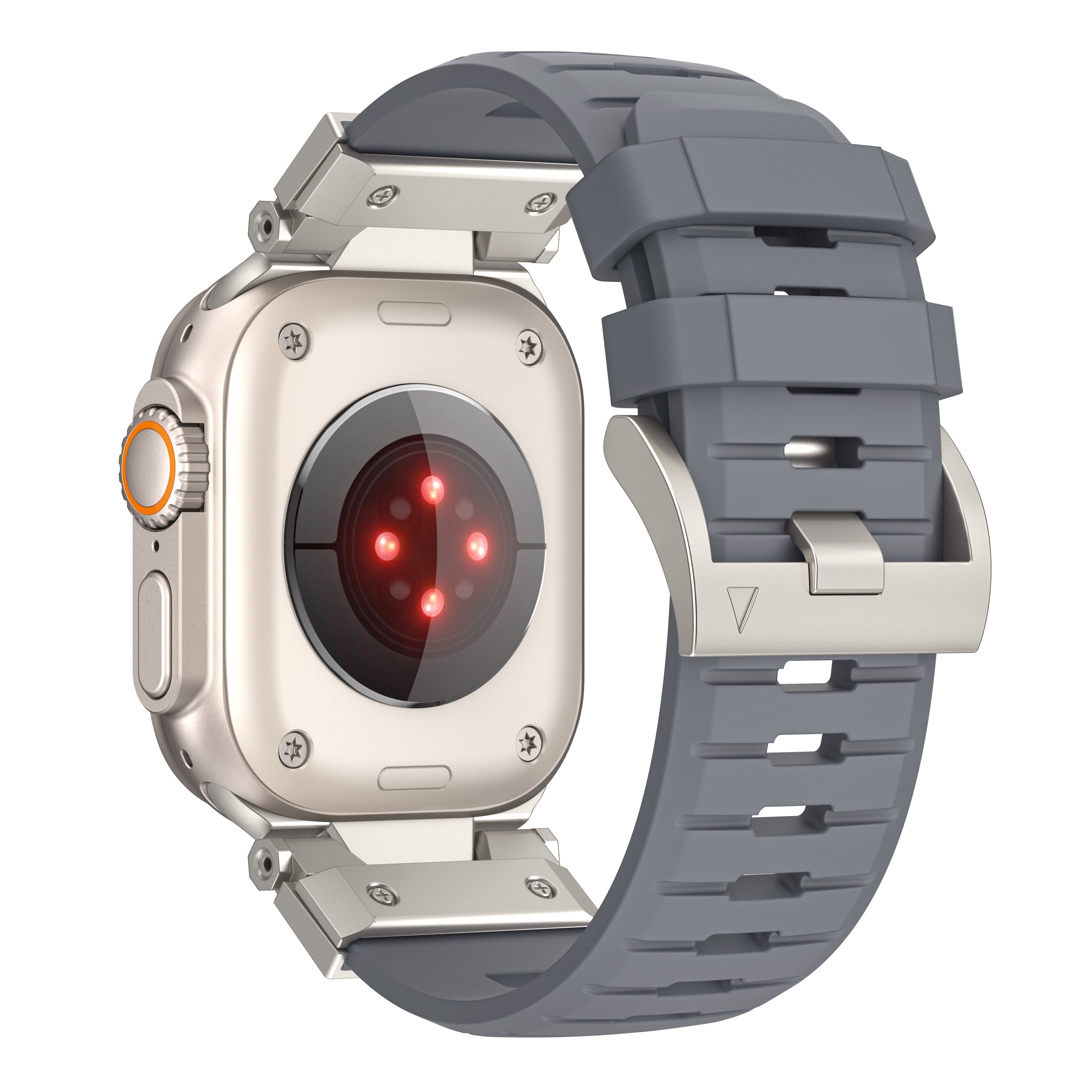 Fluorine Rubber Strap for Apple Watch Ultra 2 Ultra 49mm / 9 8 7 45mm / 6 5 4 SE (2022) SE (2023) SE 44mm / 3 2 1 42mm Wrist Band - Orange
