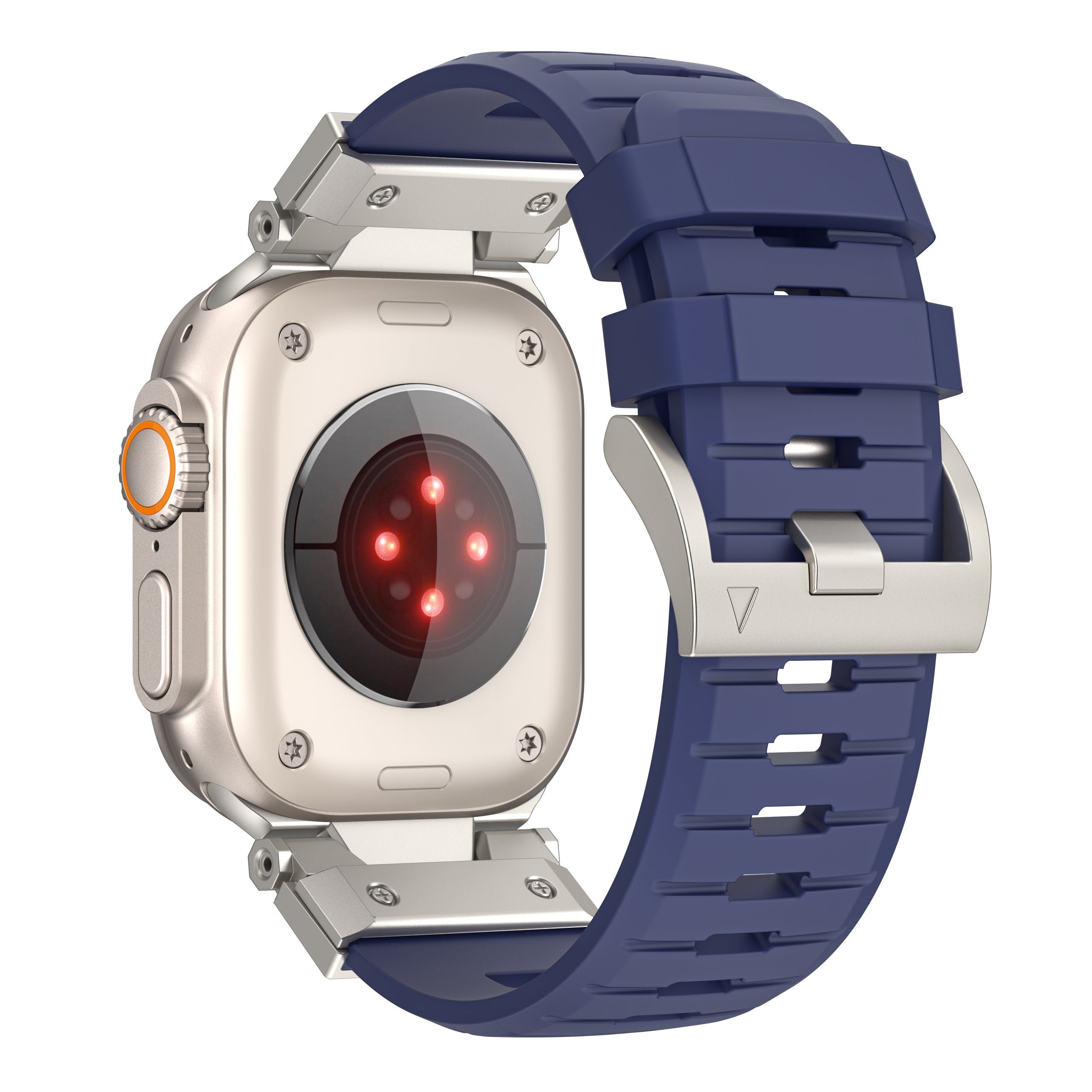Fluorine Rubber Strap for Apple Watch Ultra 2 Ultra 49mm / 9 8 7 45mm / 6 5 4 SE (2022) SE (2023) SE 44mm / 3 2 1 42mm Wrist Band - Orange