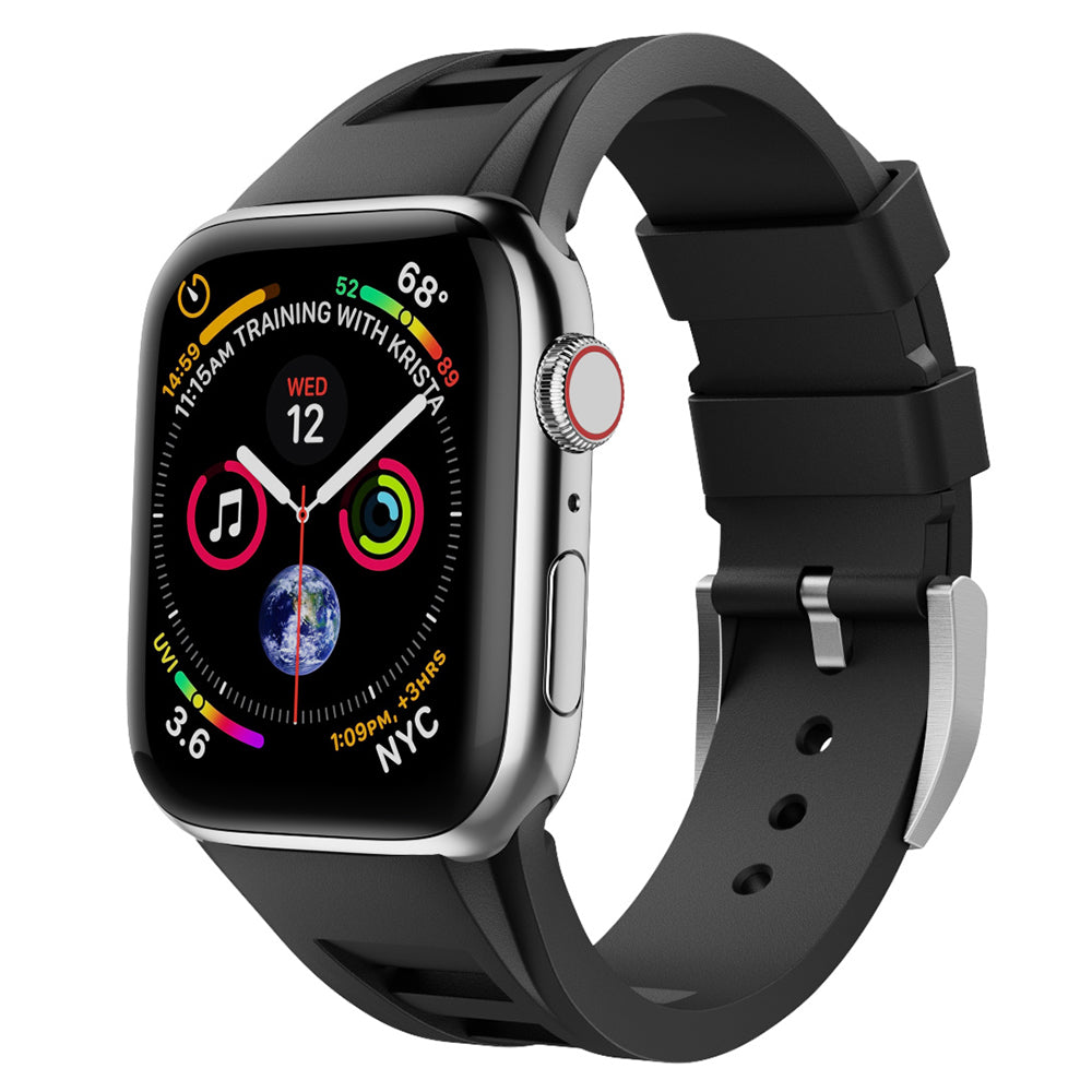 For Apple Watch Ultra 2 Ultra 49mm / Series 9 8 7 45mm / 6 5 4 SE (2022) SE (2023) SE 44mm / 3 2 1 42mm Silicone Watch Band - Black