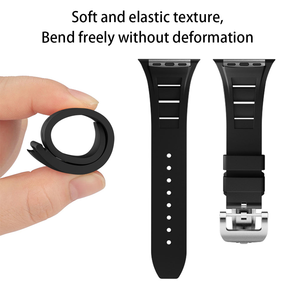 For Apple Watch Ultra 2 Ultra 49mm / Series 9 8 7 45mm / 6 5 4 SE (2022) SE (2023) SE 44mm / 3 2 1 42mm Silicone Watch Band - Black