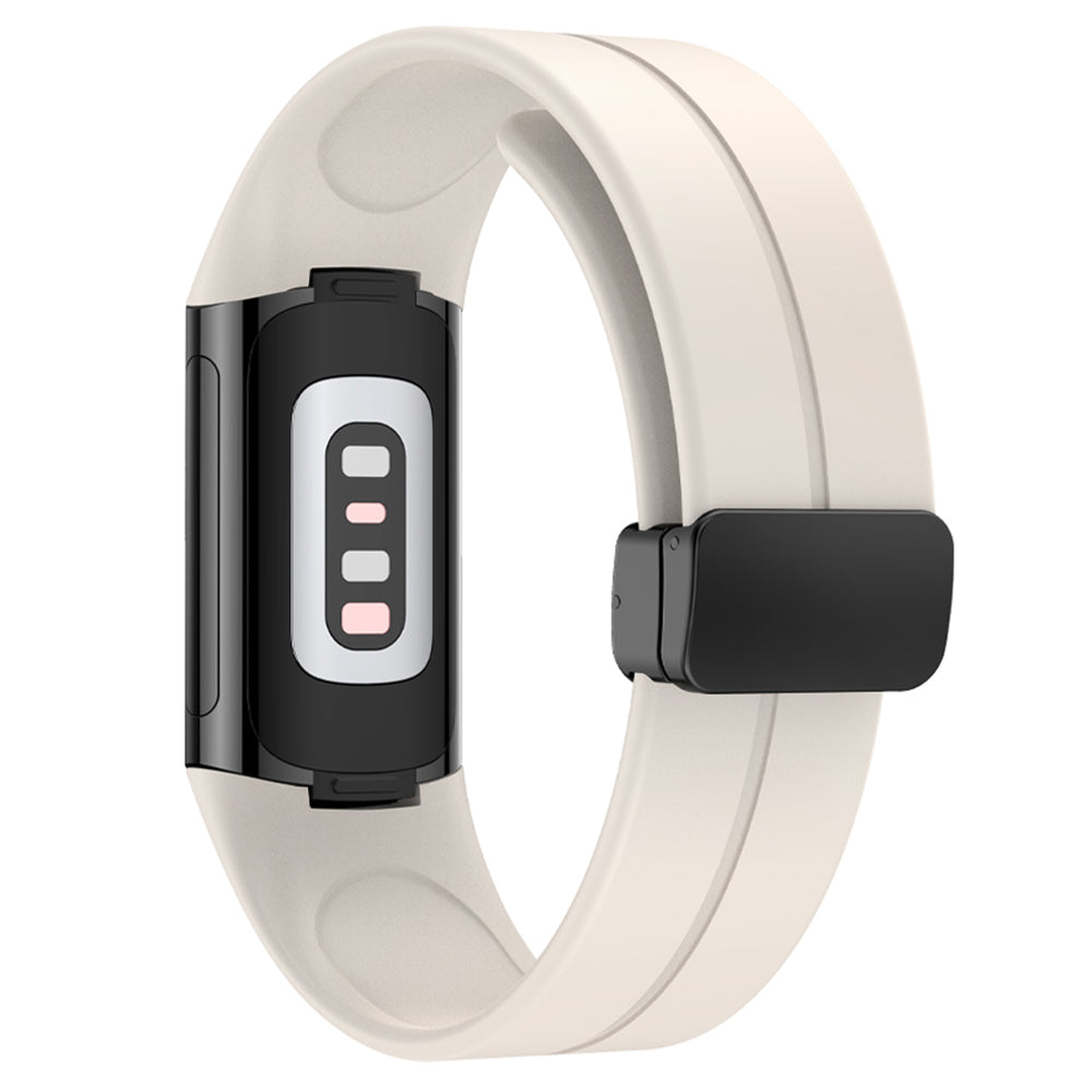 For Fitbit Charge 5 / Charge 6 Watch Strap Magnetic Silicone Band - Black